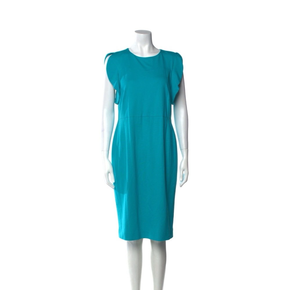 Escada Deluna Ruffle Sleeve‎ Sheath Teal Dress Size 38|M
